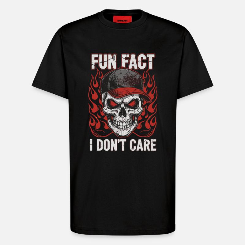 Skull mit Baseball Cap und Feuerdesign - T-Shirt - made by SPREAD - SOLID BLACK