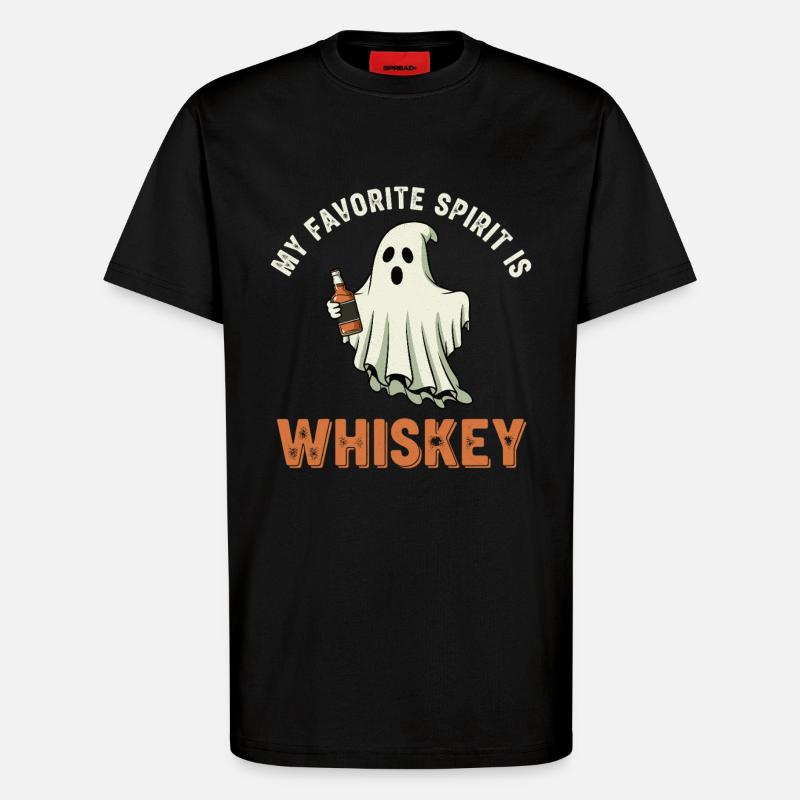 Geist mit Whiskey Flasche - T-Shirt - made by SPREAD - SOLID BLACK