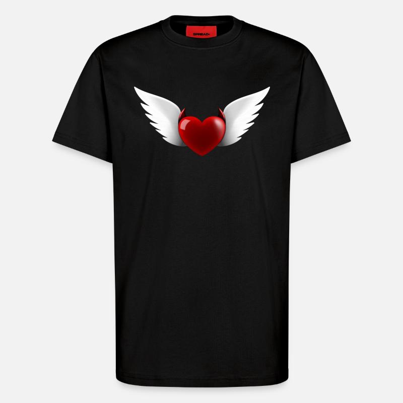 Herz Engel Teufel - T-Shirt - made by SPREAD - SOLID BLACK