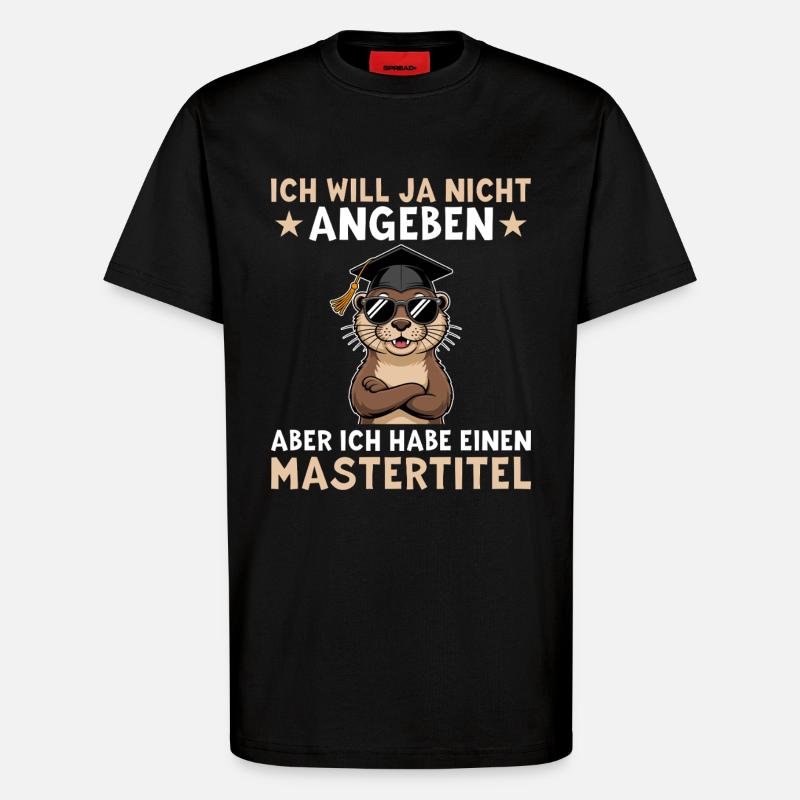 Masterabschluss - Otter mit Mastertitel - T-Shirt - made by SPREAD - SOLID BLACK