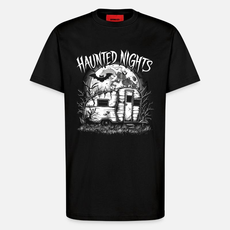 Ghost Night Caravan Haunted Illustration - T-Shirt - made by SPREAD - SOLID BLACK