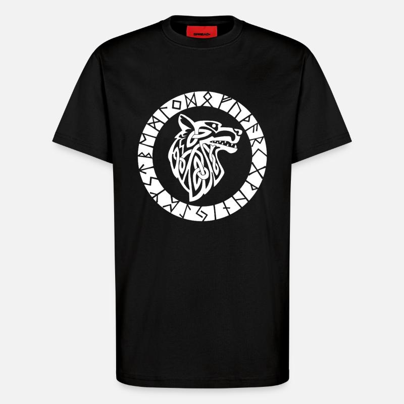 Wikinger-Emblem des weißen Wolfes - T-Shirt - made by SPREAD - SOLID BLACK