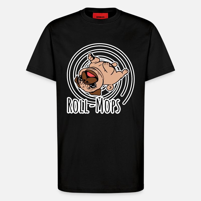 Rolling Pug - A Rolling Pug - T-Shirt - made by SPREAD - SOLID BLACK