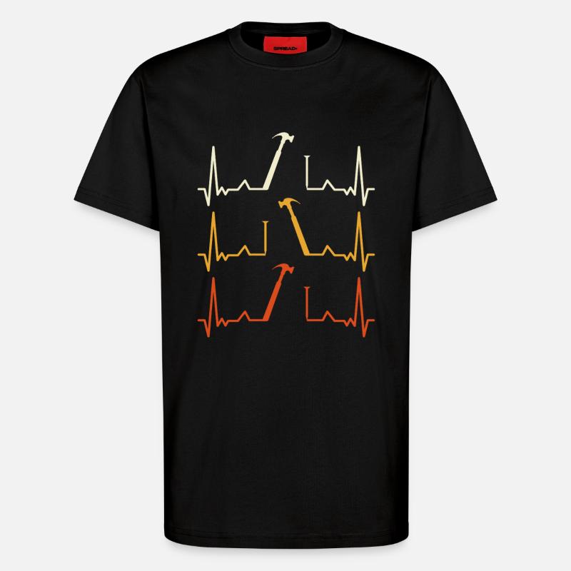 Heartbeat Hammer Pattern - T-Shirt - made by SPREAD - SOLID BLACK