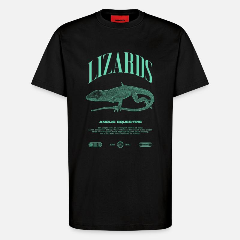 Cuban Knight Anole Reptile Keeper Lizard - T-Shirt - made by SPREAD - SOLID BLACK