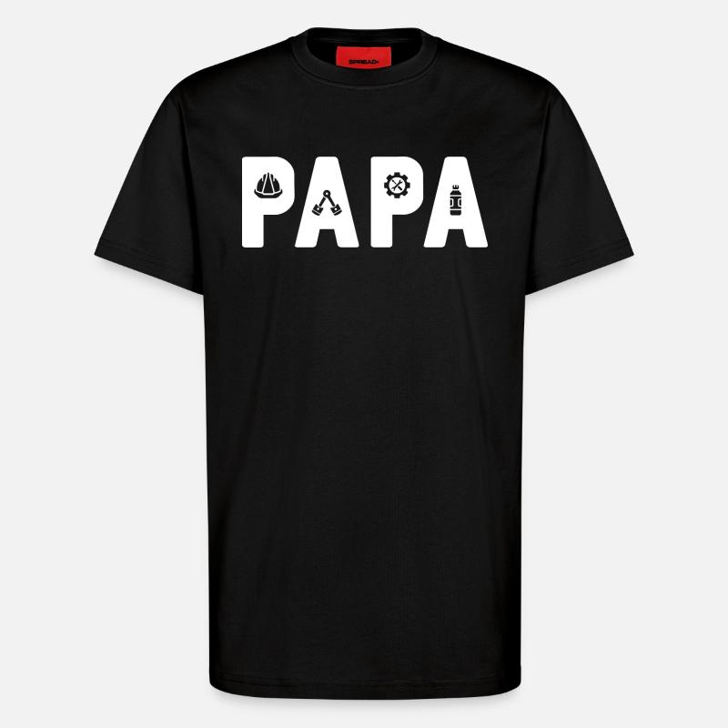 PAPA Engineer: The Mechanical Dad - T-Shirt - made by SPREAD - SOLID BLACK