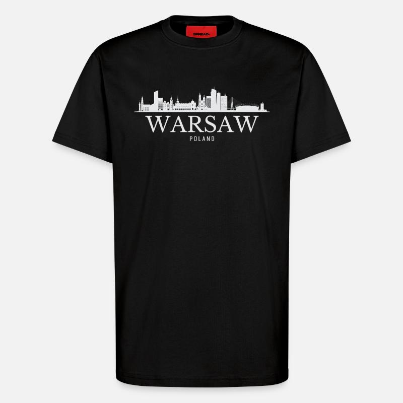 Horizon de Varsovie, Varsovie Pologne - T-shirt bio décontracté fabriqué en UE - SOLID BLACK