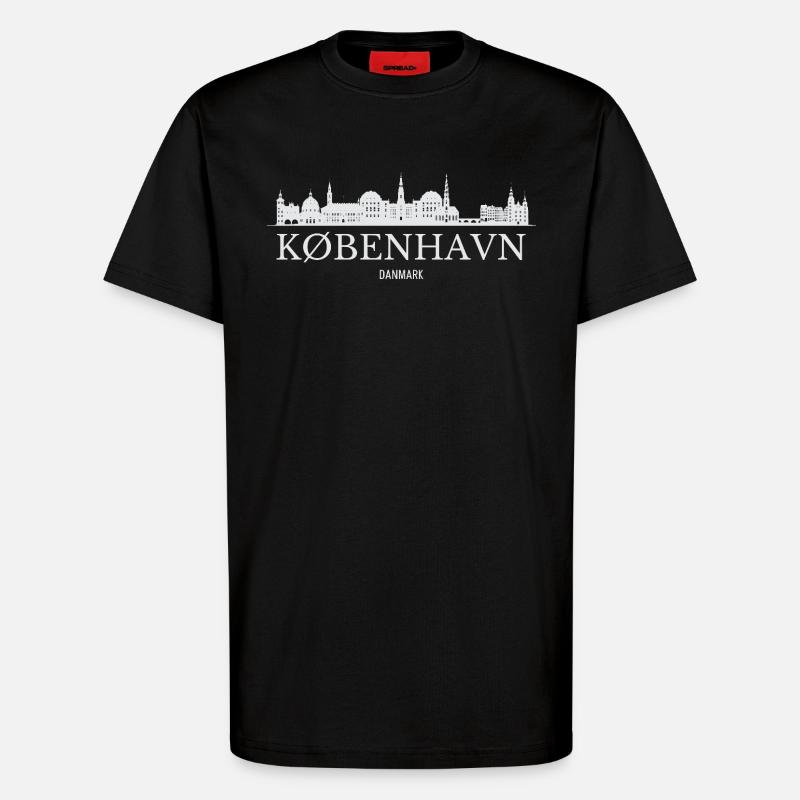 Copenhague Skyline, Copenhague Danemark - T-shirt bio décontracté fabriqué en UE - SOLID BLACK