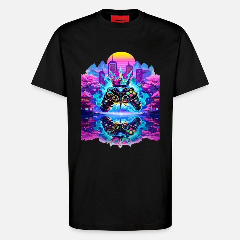 Gaming King Controller mit Spiegelung - T-Shirt - made by SPREAD - SOLID BLACK