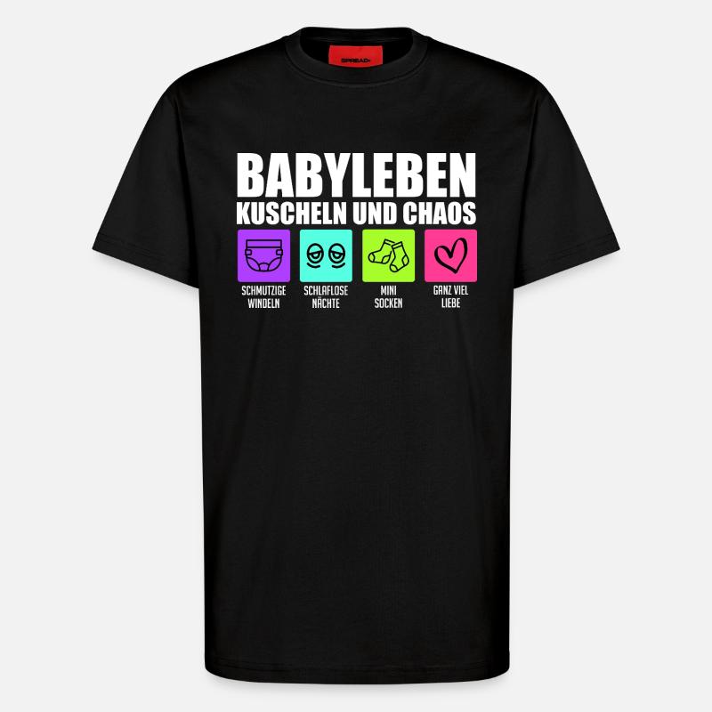 Werdende Mutter BABYLEBEN KUSCHELN UND CHAOS - T-Shirt - made by SPREAD - SOLID BLACK