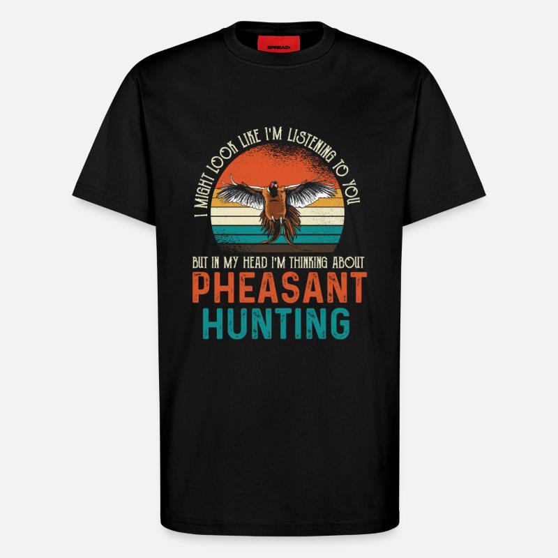 Pheasant Hunting Retro Sunset - T-Shirt - made by SPREAD - SOLID BLACK