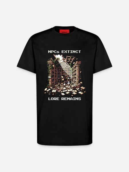 NPCs gone, lore stays | Post-apocalyptic - T-Shirt - made by SPREAD - SOLID BLACK