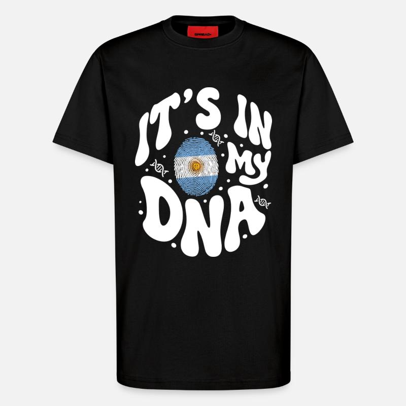 ADN argentin Drapeau argentin Hispanique - T-shirt bio décontracté fabriqué en UE - SOLID BLACK