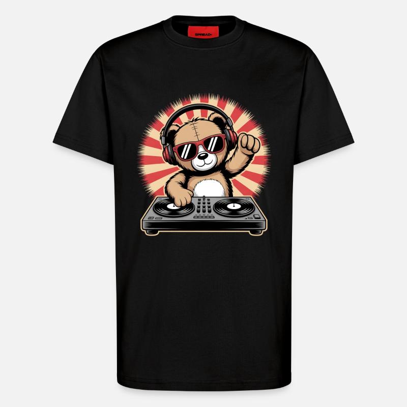 DJ Bär mit Kopfhörern - T-Shirt - made by SPREAD - SOLID BLACK