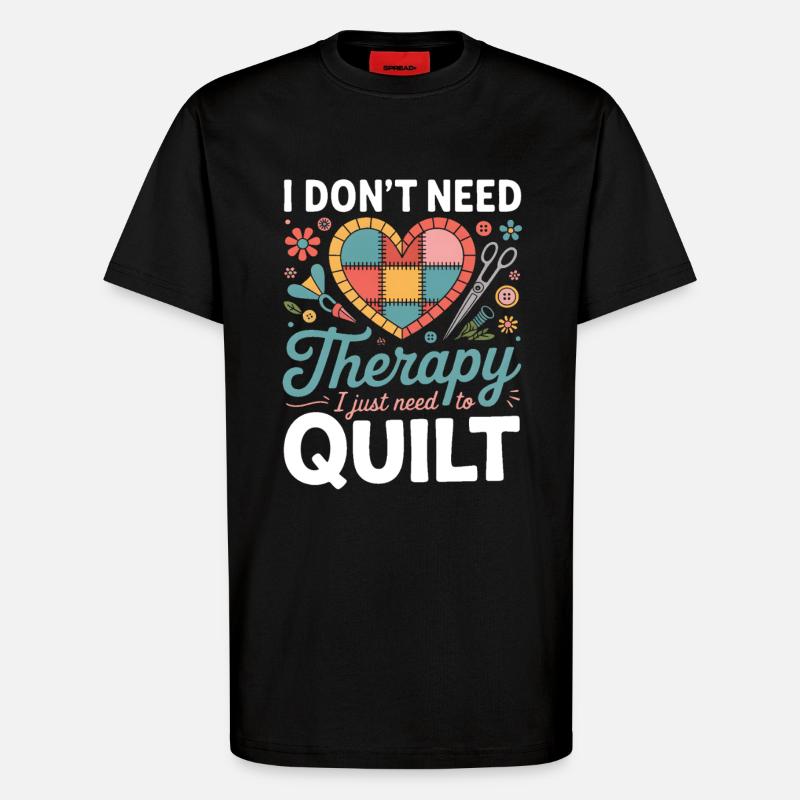 Patchwork Heart Therapy Quilt - T-shirt bio décontracté fabriqué en UE - SOLID BLACK