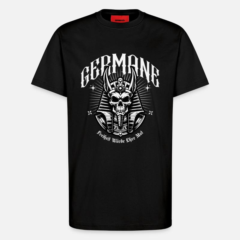 Crowns Skull Warrior Germanic - T-Shirt - made by SPREAD - SOLID BLACK
