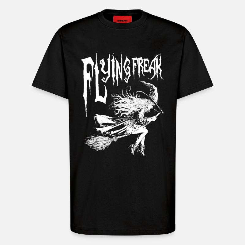 Flying Freak Witch Blanc Design - T-shirt bio décontracté fabriqué en UE - SOLID BLACK