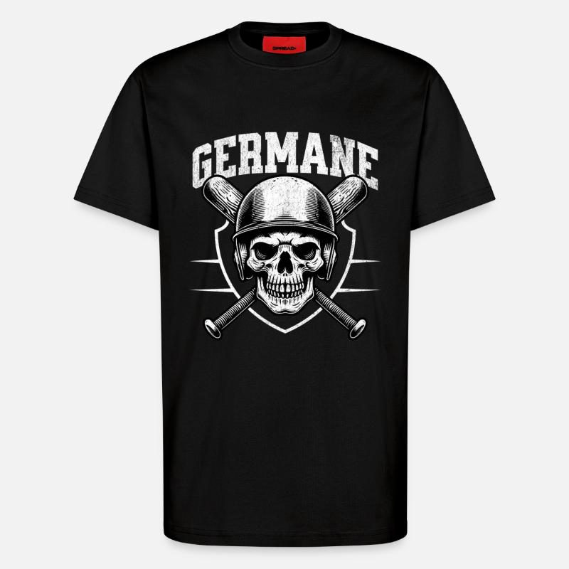 Schädel Krieger Helm Batten Germane - T-Shirt - made by SPREAD - SOLID BLACK