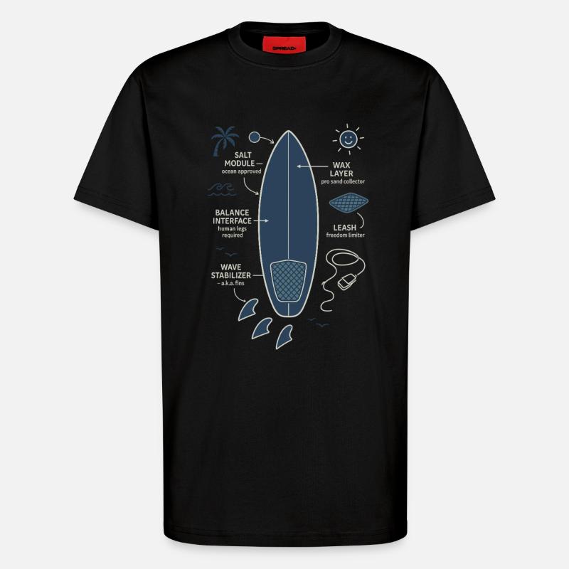 Plan de planche de surf - T-shirt bio décontracté fabriqué en UE - SOLID BLACK
