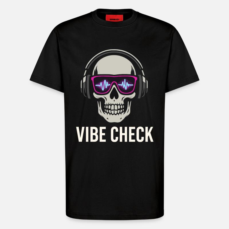 Crâne Neon Vibe Check – Skull Edition - T-Shirt - made by SPREAD - SOLID BLACK