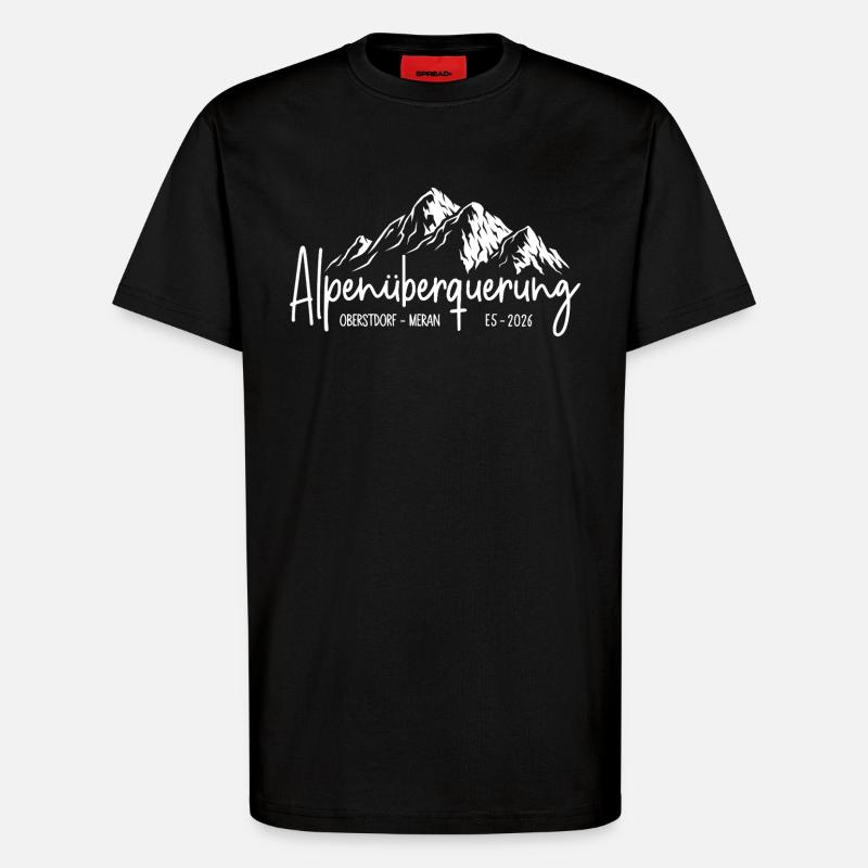 Alpenüberquerung 2026 E5 Oberstdorf Meran - T-Shirt - made by SPREAD - SOLID BLACK