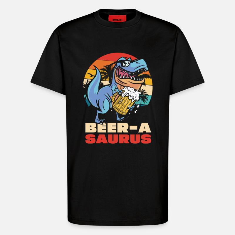 BeerA Saurus Dino mit Bierkrug - T-Shirt - made by SPREAD - SOLID BLACK