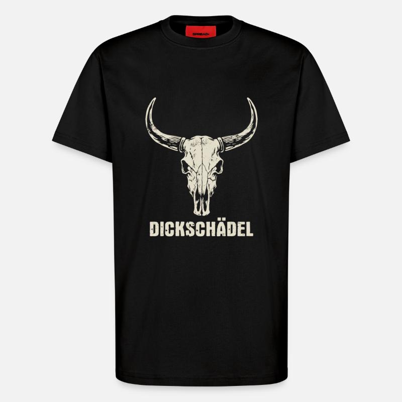 Stierkopf Schädel mit Hörnern - Dickschädel - T-Shirt - made by SPREAD - SOLID BLACK