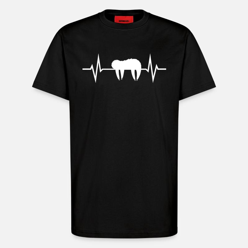 Faultier Herzschlag - T-Shirt - made by SPREAD - SOLID BLACK
