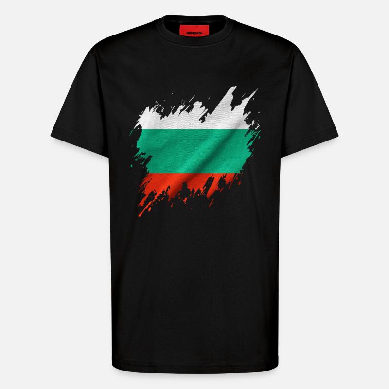 Bulgarian flag, torn style - T-Shirt - made by SPREAD - SOLID BLACK