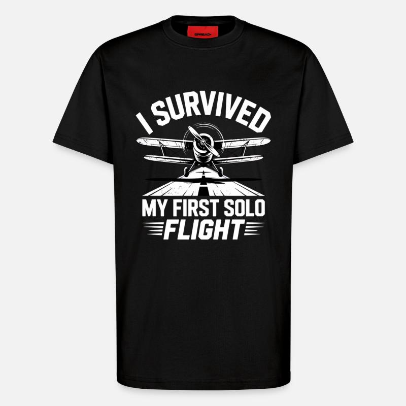 First Flight Airplane Flight - T-Shirt - made by SPREAD - SOLID BLACK