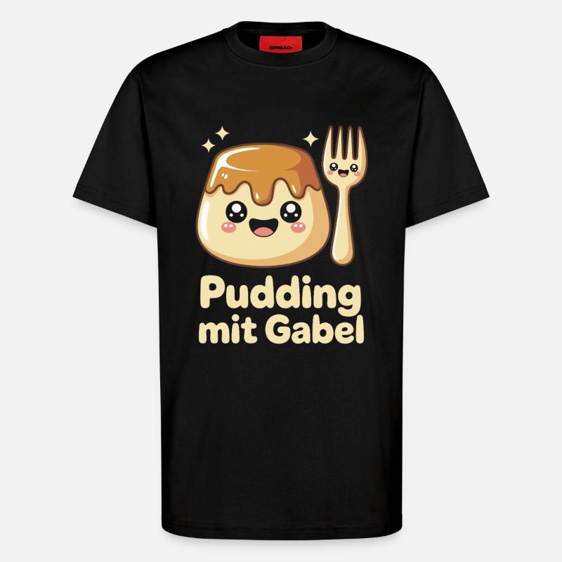 Pudding with fork - T-Shirt - made by SPREAD - SOLID BLACK