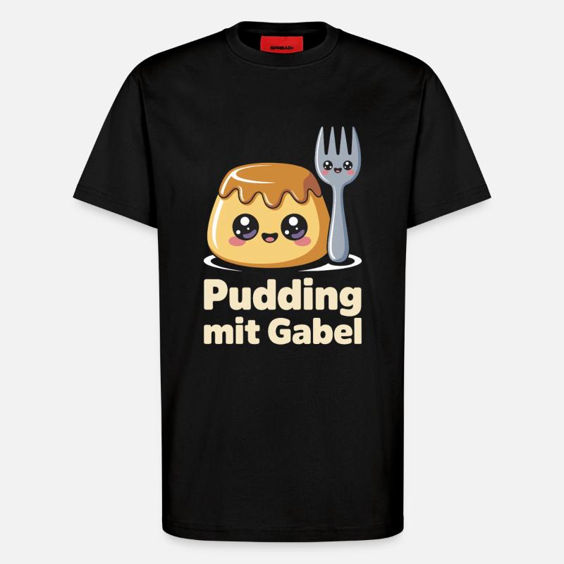 Pudding Mit Gabel - T-Shirt - made by SPREAD - SOLID BLACK