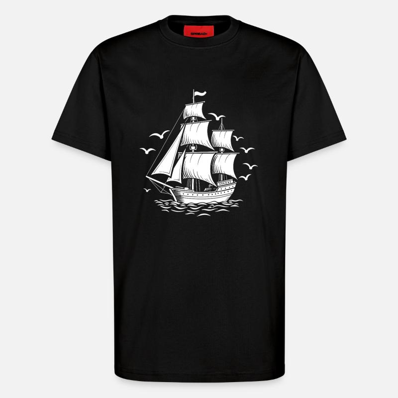 Sailing Sailing Ship Maritim Ahoy - T-Shirt - made by SPREAD - SOLID BLACK
