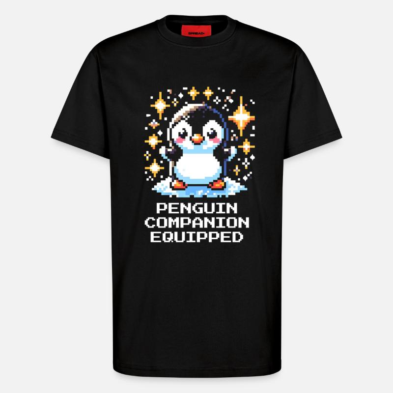 Compagnon pingouin | Compagnon de jeu mignon - T-shirt bio décontracté fabriqué en UE - SOLID BLACK