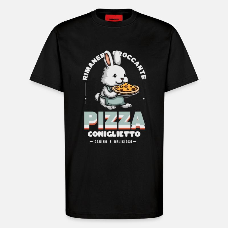 Bunny Pizza - T-Shirt - made by SPREAD - SOLID BLACK