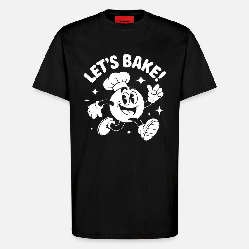 Baking with cheerful cartoon baker - T-Shirt - made by SPREAD - SOLID BLACK