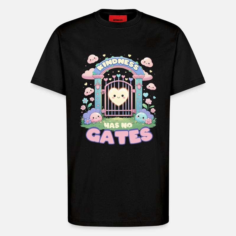 Humanity Equality Kindness Has No Gates - T-Shirt - made by SPREAD - SOLID BLACK