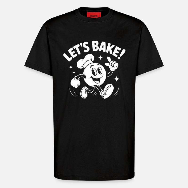 Lets Bake Cartoon Baking Mascot - T-Shirt - made by SPREAD - SOLID BLACK