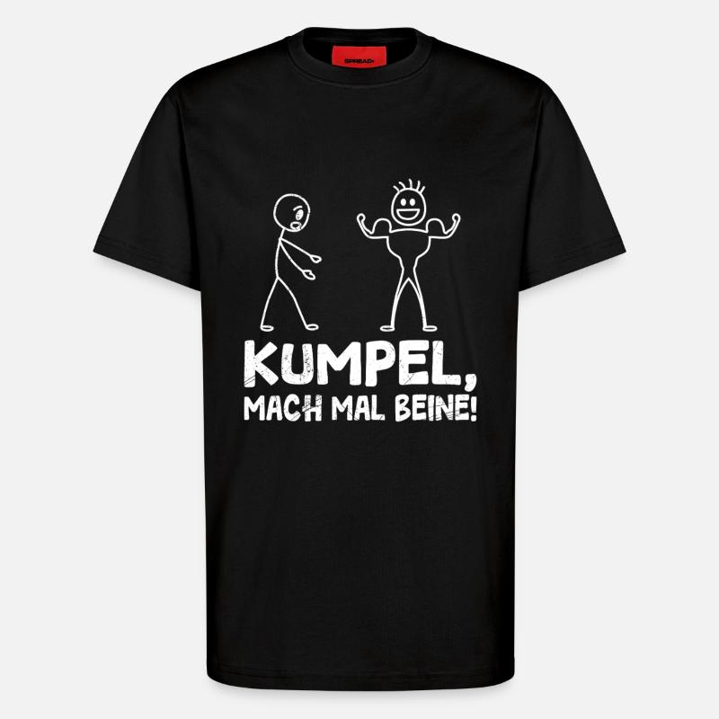 Strichmännchen TRAINIER MAL BEINE Lustiges - T-Shirt - made by SPREAD - SOLID BLACK