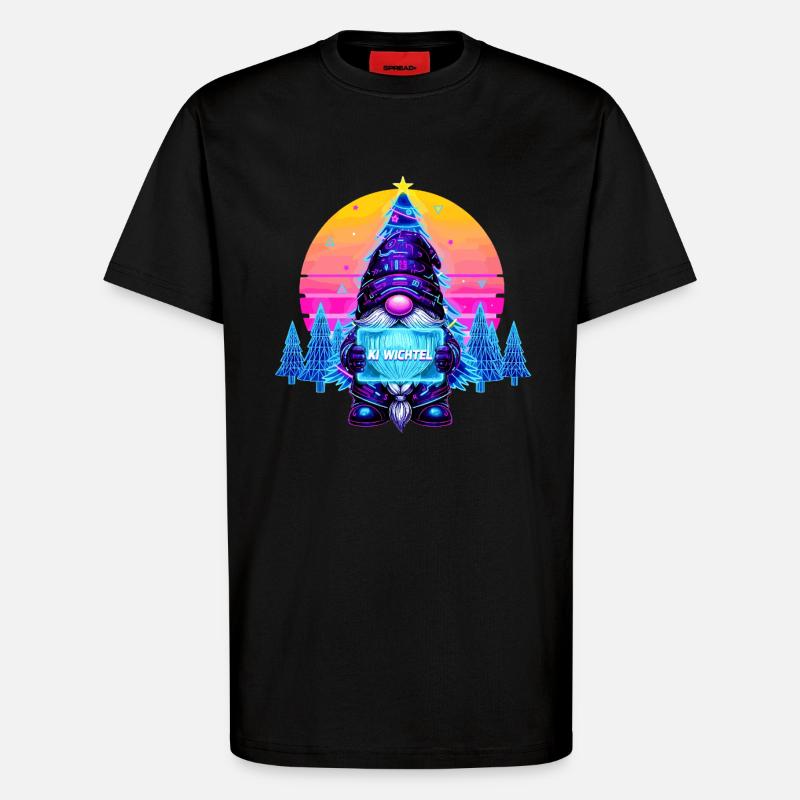 KI WICHTEL - Synthwave Retrowave 80s - T-Shirt - made by SPREAD - SOLID BLACK