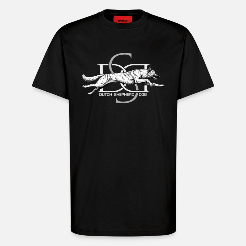 Dutchie - Dutch Shepherd Dog - T-Shirt - made by SPREAD - SOLID BLACK