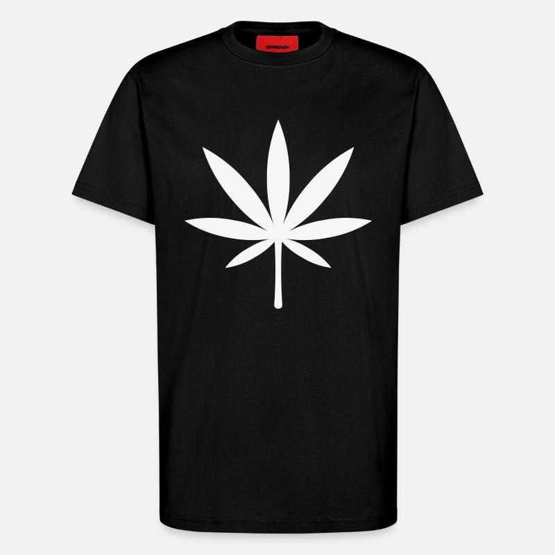 Cannabis / Marijuana / Feuille de chanvre (blanc) - T-shirt bio décontracté fabriqué en UE - SOLID BLACK