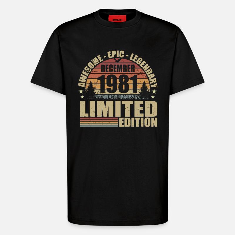 Décembre 1981 - Édition Limitée Décembre 1981 - T-shirt bio décontracté fabriqué en UE - SOLID BLACK