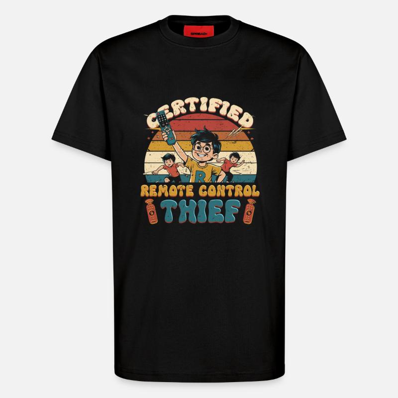 Sibling Brother Sister Remote Control Thief - T-Shirt - made by SPREAD - SOLID BLACK
