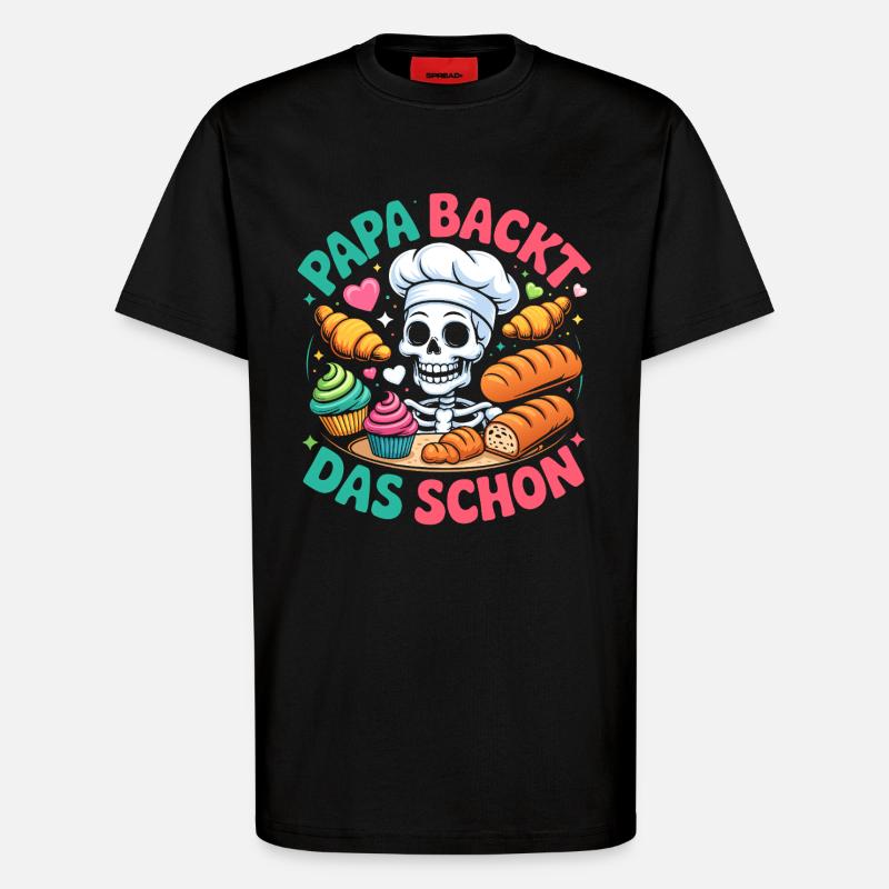 Dad's Baking Skeleton Chef - T-Shirt - made by SPREAD - SOLID BLACK