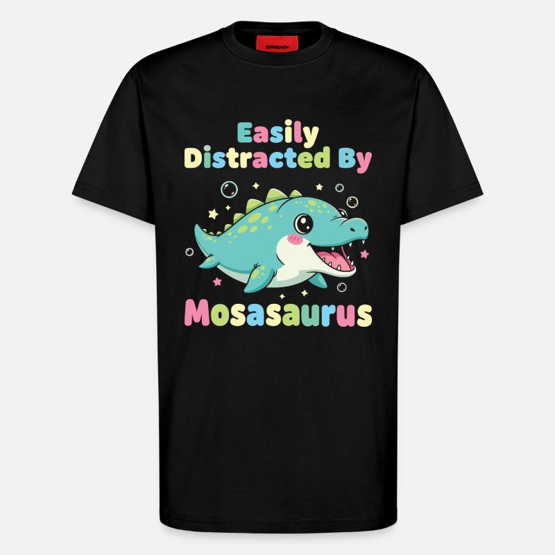 Kawaii Easily Distracted By Mosasaurus - T-Shirt - made by SPREAD - SOLID BLACK