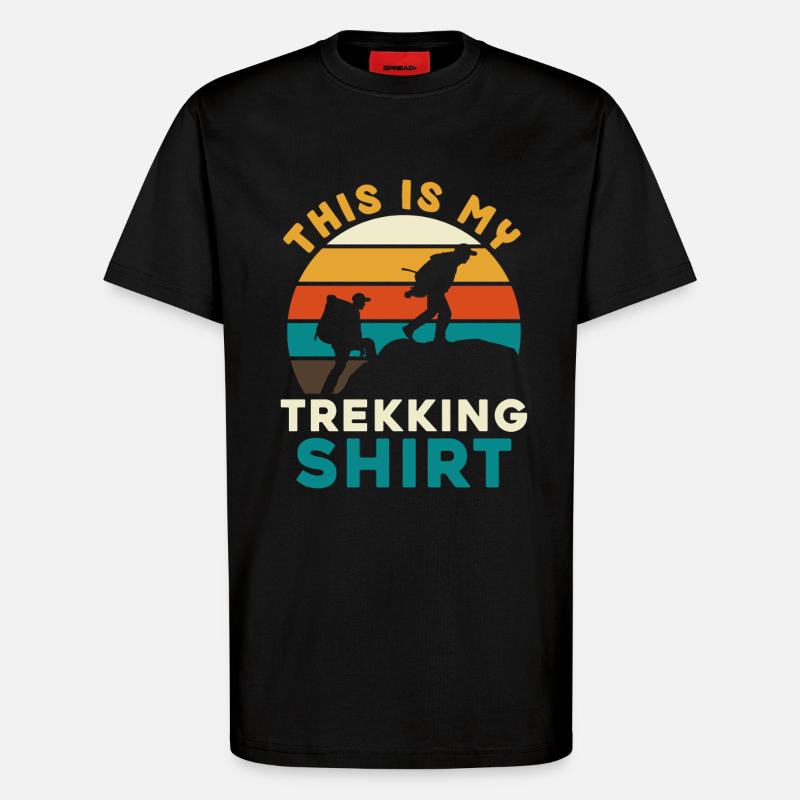 Trekkingshirt mit Sunset Silhouetten - T-Shirt - made by SPREAD - SOLID BLACK