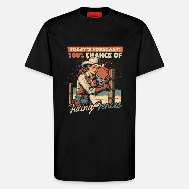 Ehefrau eines Bauern Mutter Fixing Fences - T-Shirt - made by SPREAD - SOLID BLACK