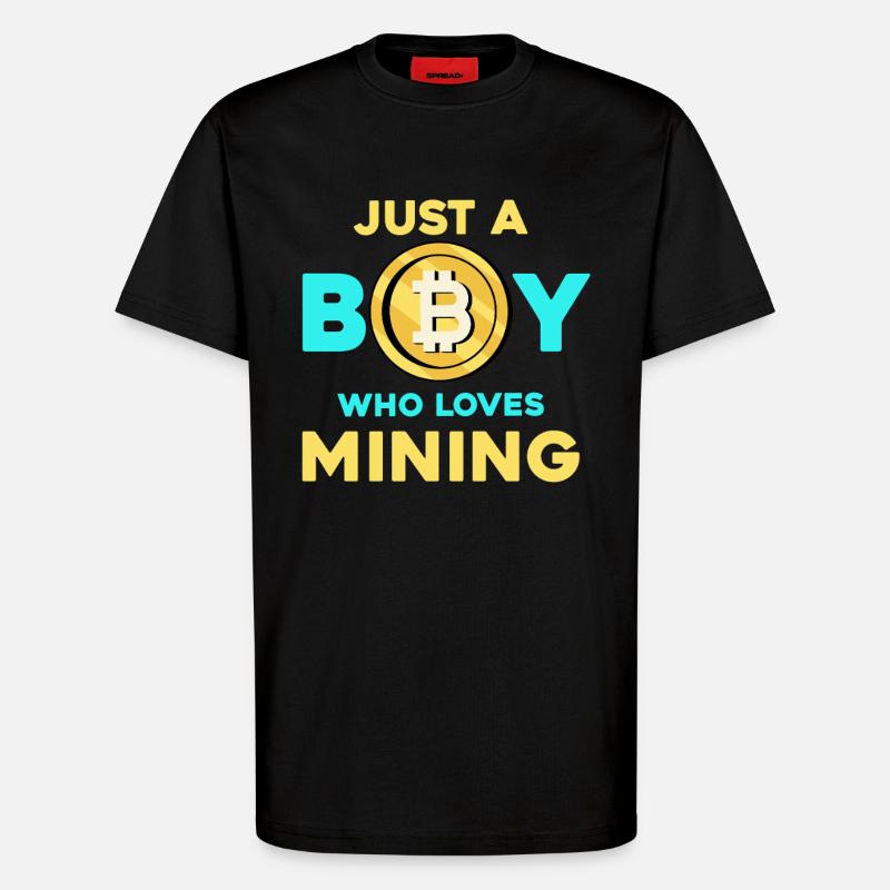 Krypto Mining Junge – Bitcoin Leidenschaft - T-Shirt - made by SPREAD - SOLID BLACK