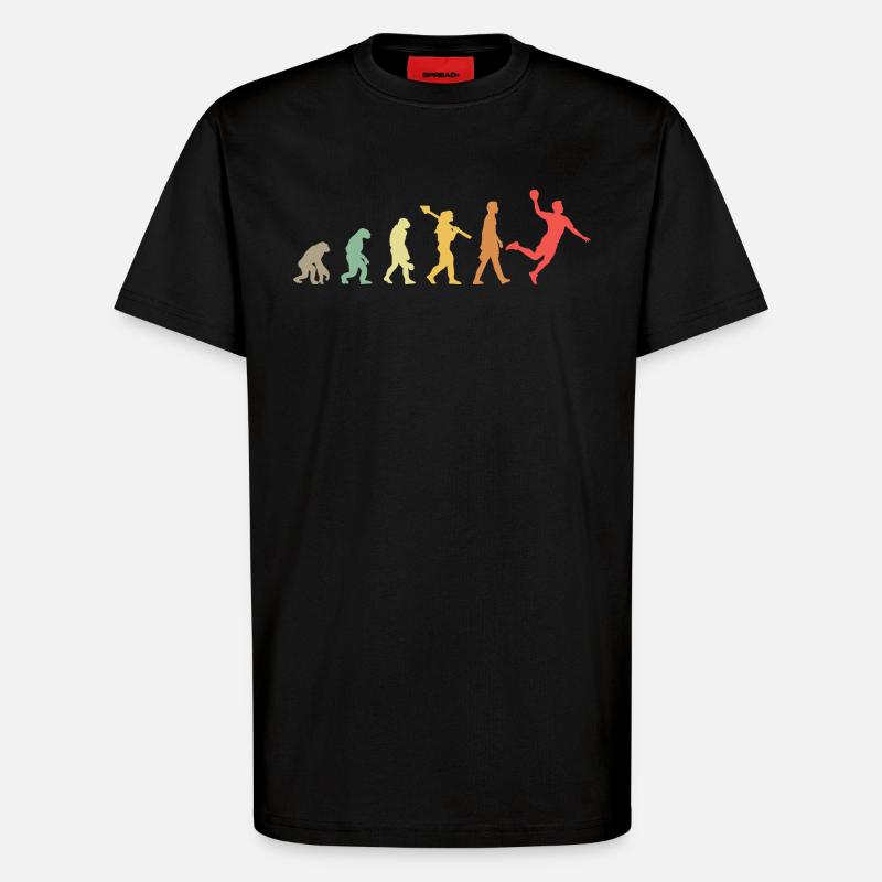 Handball Evolution Handballer Entwicklung Retro - T-Shirt - made by SPREAD - SOLID BLACK